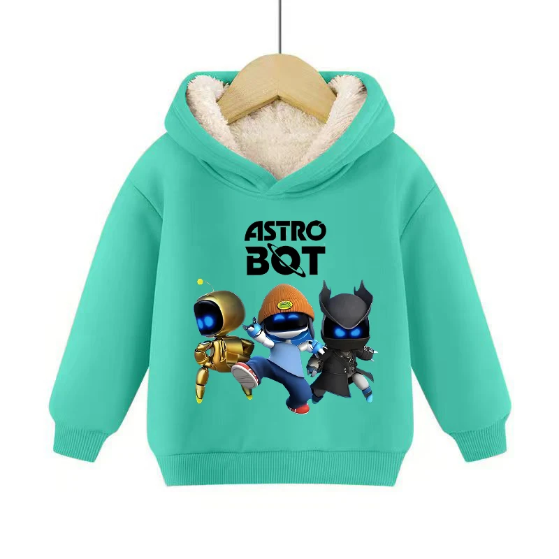 Astro bot lã de cordeiro com capuz para crianças anime dos desenhos animados moletom com capuz meninos meninas inverno moda roupas quentes crianças