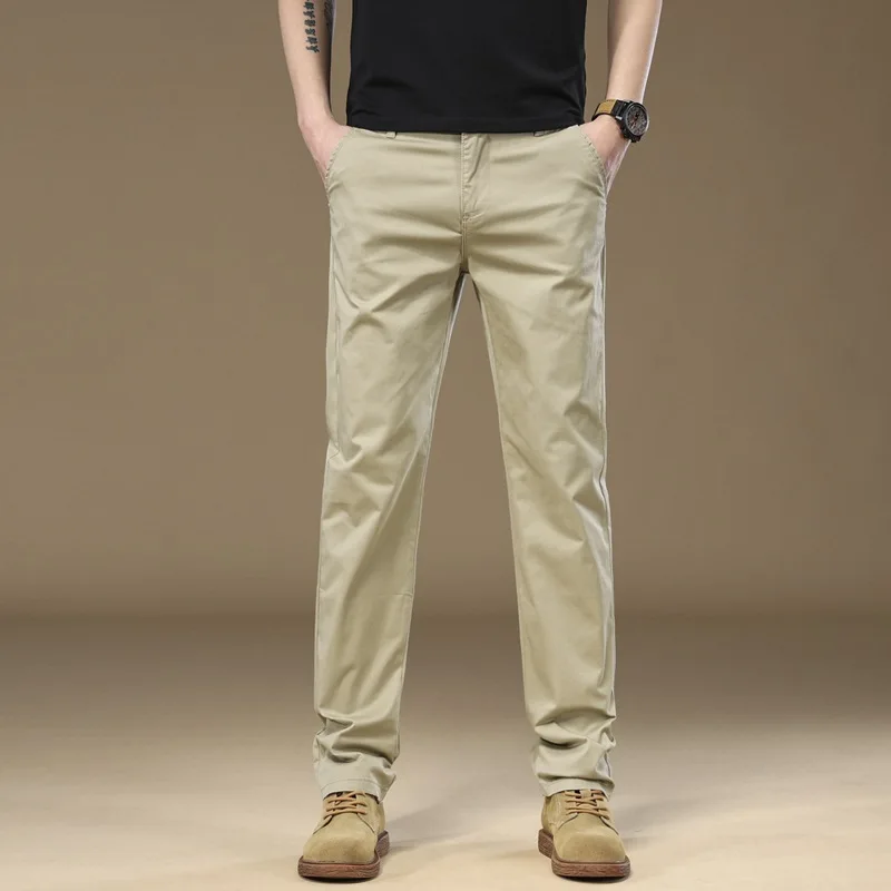 2024 Autumn New Men\'s Pants 97%Cotton Solid Color Work Wear Casual Pant Wide Korean Y2k Clothing Jogger Cargo Trousers Male