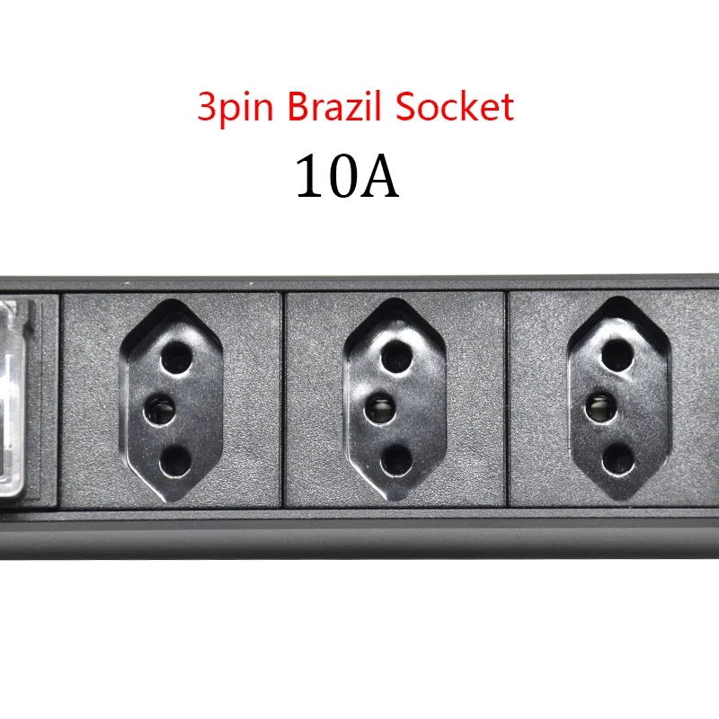 Brazilian socket PDU Power Strip Distribution Unit 2-8 Way Socket with Ampere/Volt/Watt Digital Display Meter 16A Air Switch