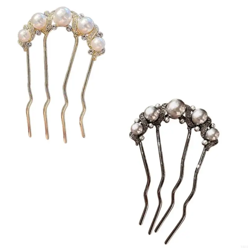 

Y88A Pearls Accented U Shaped Hairpin For Half Updos Cultural Hair Accessory