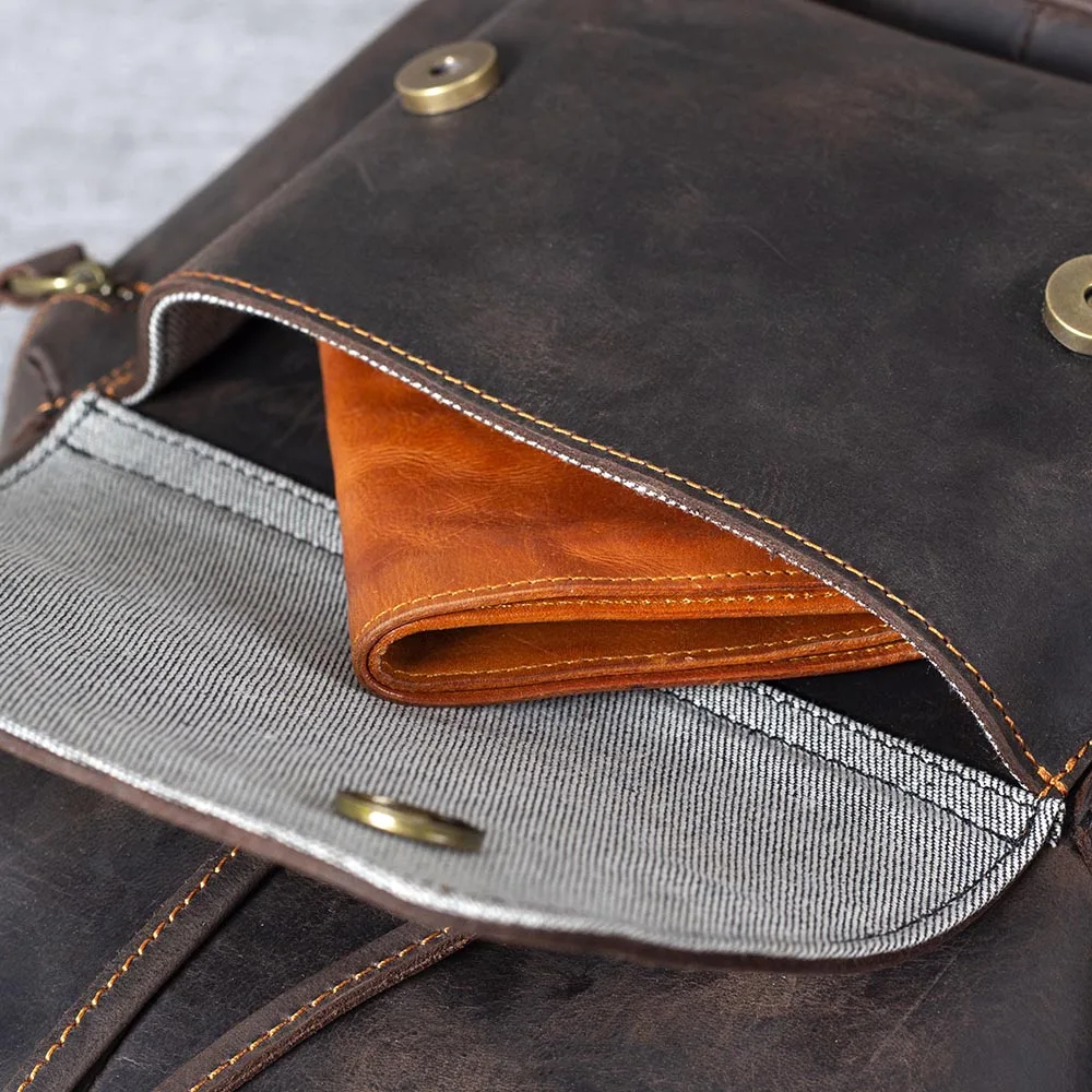 S.WORKER Vintage Echtleder-Rucksack Laptop-Tasche Lässiger Crazy-Horse-Leder-Schulrucksack – Detail 14