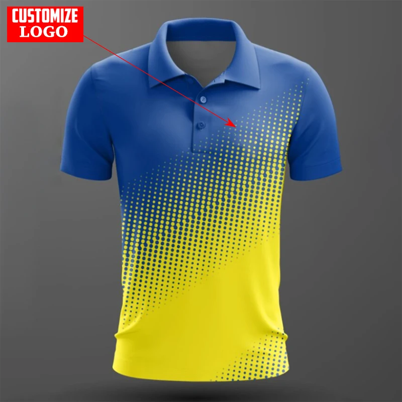Personalized Customization Polo T Shirt For Men Outdoor Fitness Sports Training Clothes Fashion Lapel Short Sleeve 3D Print Tops