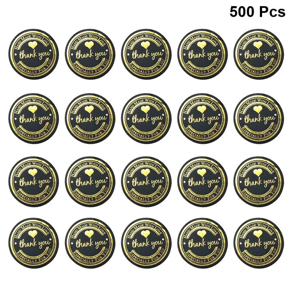 

500pcs Gold Letter Design Seal Label Self-Adhesive Sealing Stickers Diy Bag Sticker For Cake Box Packaging Decoration File