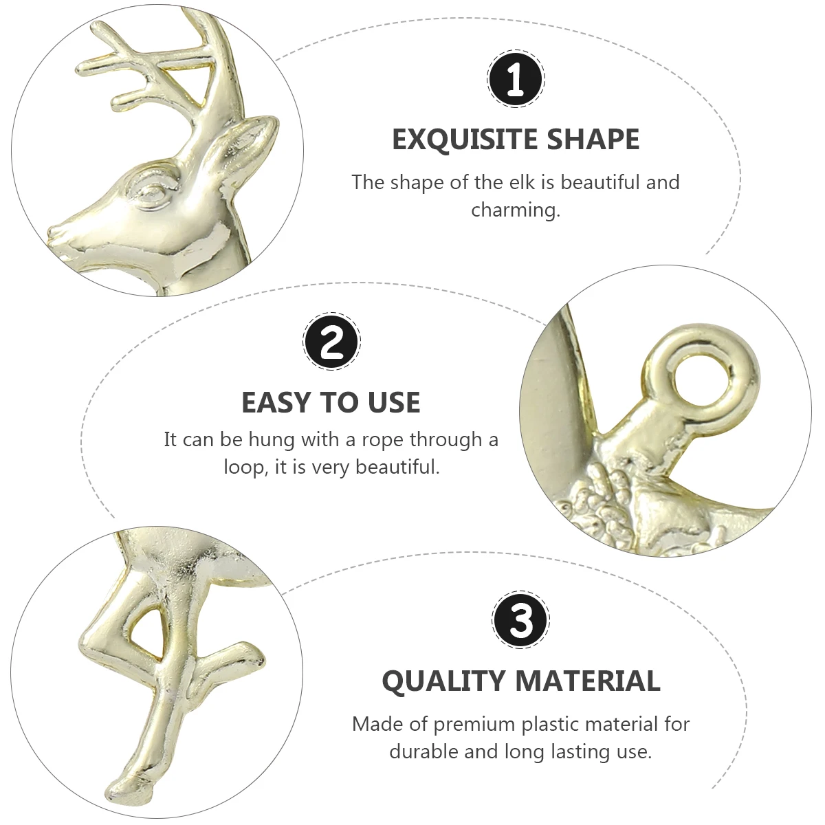

30 шт., гальваническое украшение в виде оленя, пластиковые рождественские аксессуары премиум-класса «сделай сам», декор для рождественской елки, вечерние украшения для дома