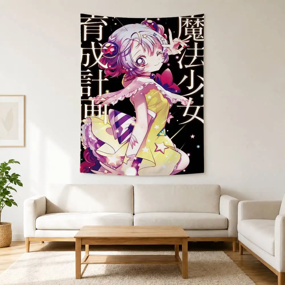 Anime M-Magical Girl Raising Project Tapestry Flags Wall Hanging Background Art Banner for Bedroom Home Outdoor Decor