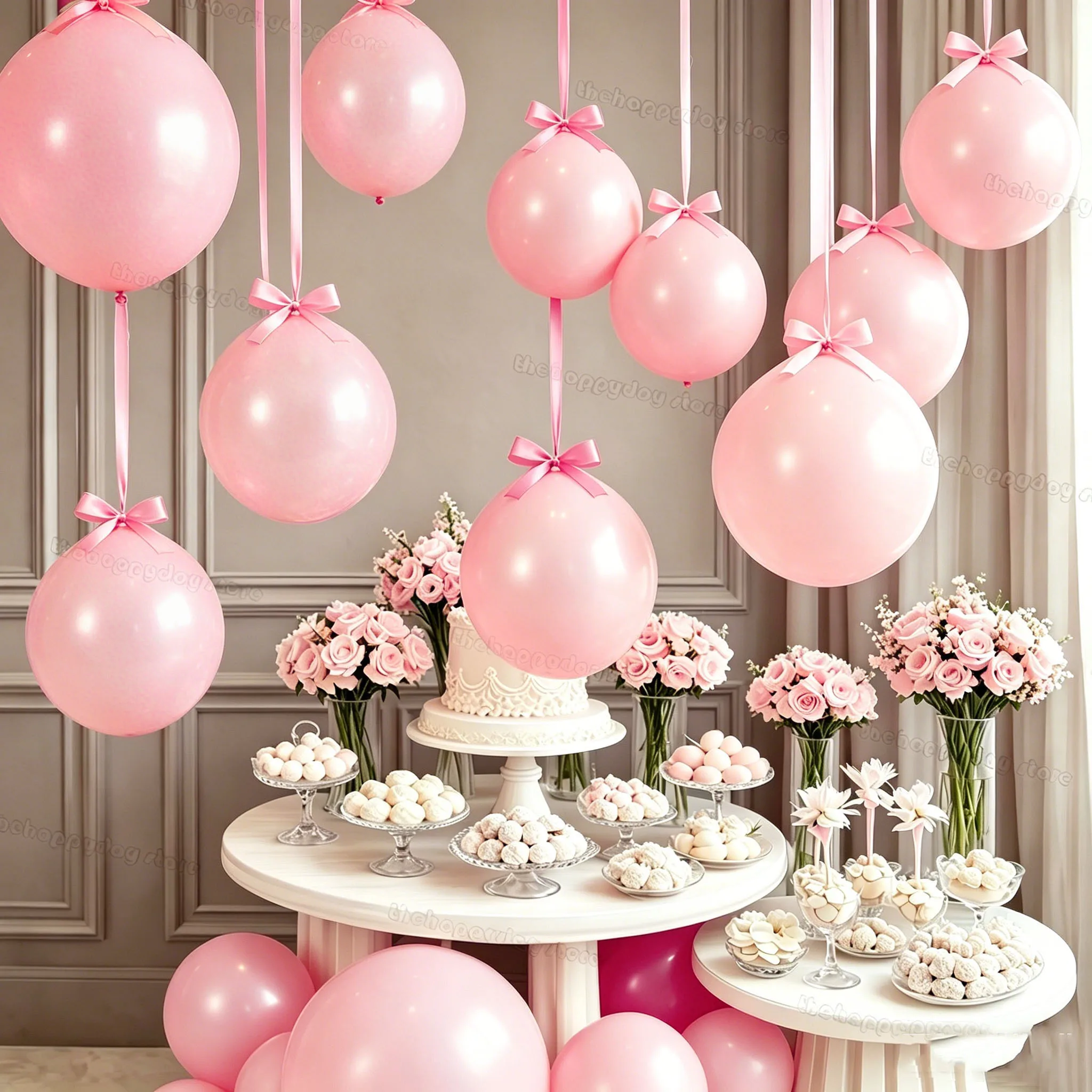 10 Stück Hängende Boho Rosa Luftballons 18/12/10 Zoll Staubige Ballons mit Satinband für Geburtstag Hochzeit Babyparty Luftballons