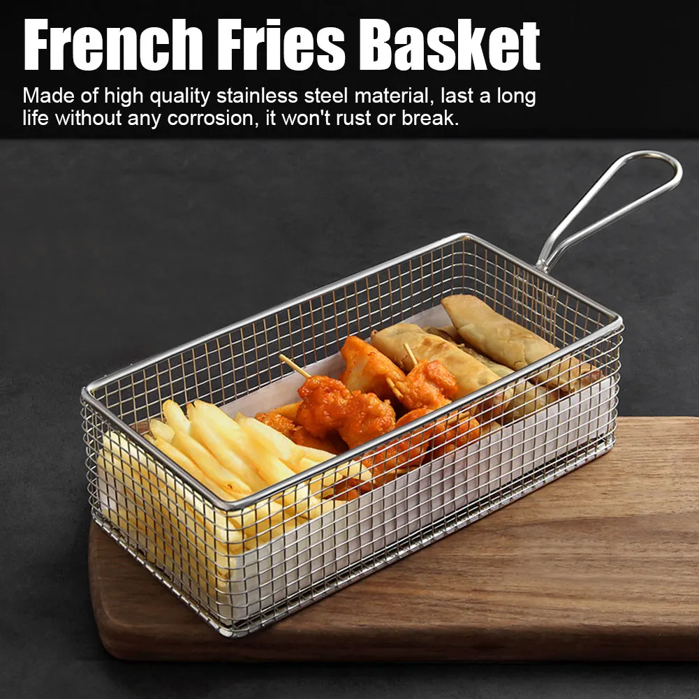 

Fried Food Basket Mini Chips Fry Basket Stainless Steel Mini French Fries Food Basket Net Mesh Fries Chip Colander Kitchen Tool