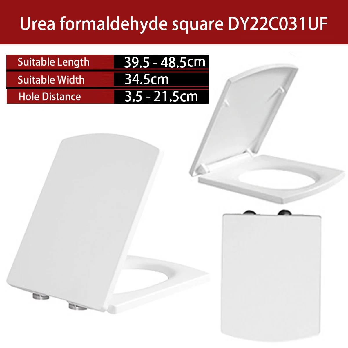 

Urea Formaldehyde Soft Close Toilet Cover Square Universal Toilet Lid Wc Slow Closure Toilet Caps Width 34.5cm Length 40 To 48cm