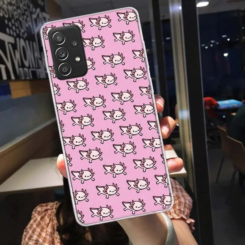 Kawaii Axolotl Pattern Phone Case For Galaxy Samsung A02S A03S A04S A05S A15 A25 A35 A55 A9 A8 A7 A6 J8 J6 J4 Plus S7 S10 Lit