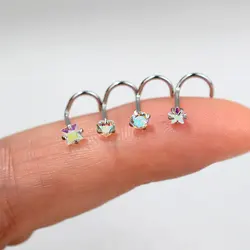2PC Fashion Stainless Steel Crystal Nose Septum Piercing Studs 20G Mini Nose Ring Earrings Studs Body Piering Jewelry for Women