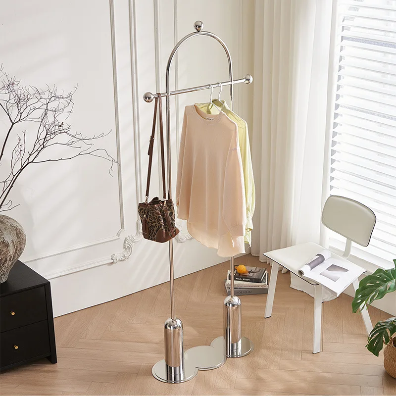 ريترو بسيط من الفولاذ المقاوم للصدأ وابي **** أرضية تخزين شماعات رف المعطف #2