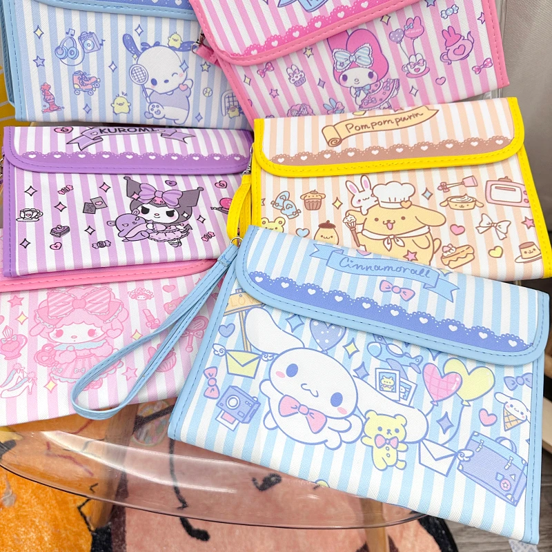 Sanrios Cinnamoroll Kuromi Mymelody kawaii Cartoon PU Leather ID Card passport holder Medical records medical care storage bag