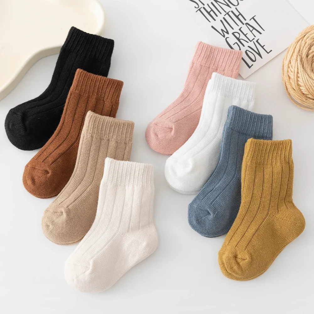 Baby Middle Tube Socks Boys Cotton Candy Color Soft Infant Boys Socks Toddler Newborn Boys Ribbed Cotton Socks For 0-5 Years