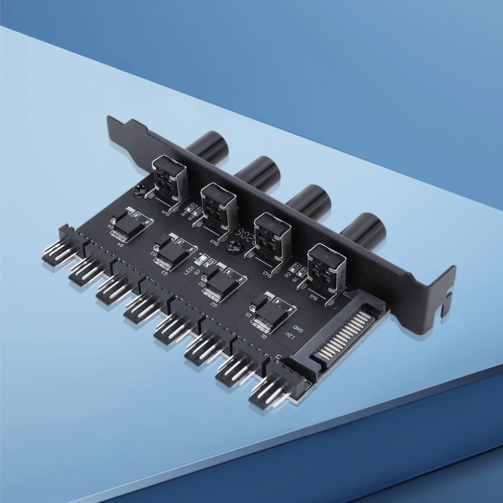 1-6PCS PC Chassis Fan Hub SATA/4 Pin Adapter 8 Channel CPU Cooling Fan HUB 4 Knob PWM Hub Cooling Fan Speed Controller for CPU