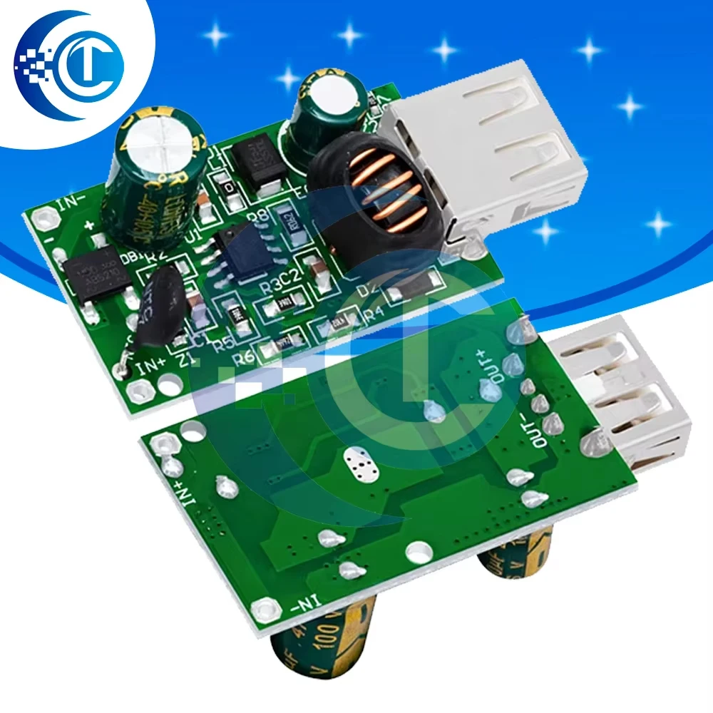 12V 24V 48V 60V 72V DC-DC Step Down Buck Converter 5V 2A Dual USB Output Car Phone Power Supply Charging Module Charger Board