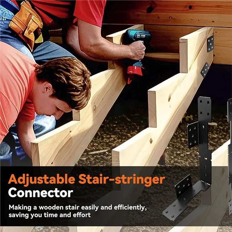 AS94-Black Stair Stringer Hanger Bracket Adjustable Stringer Hanger
