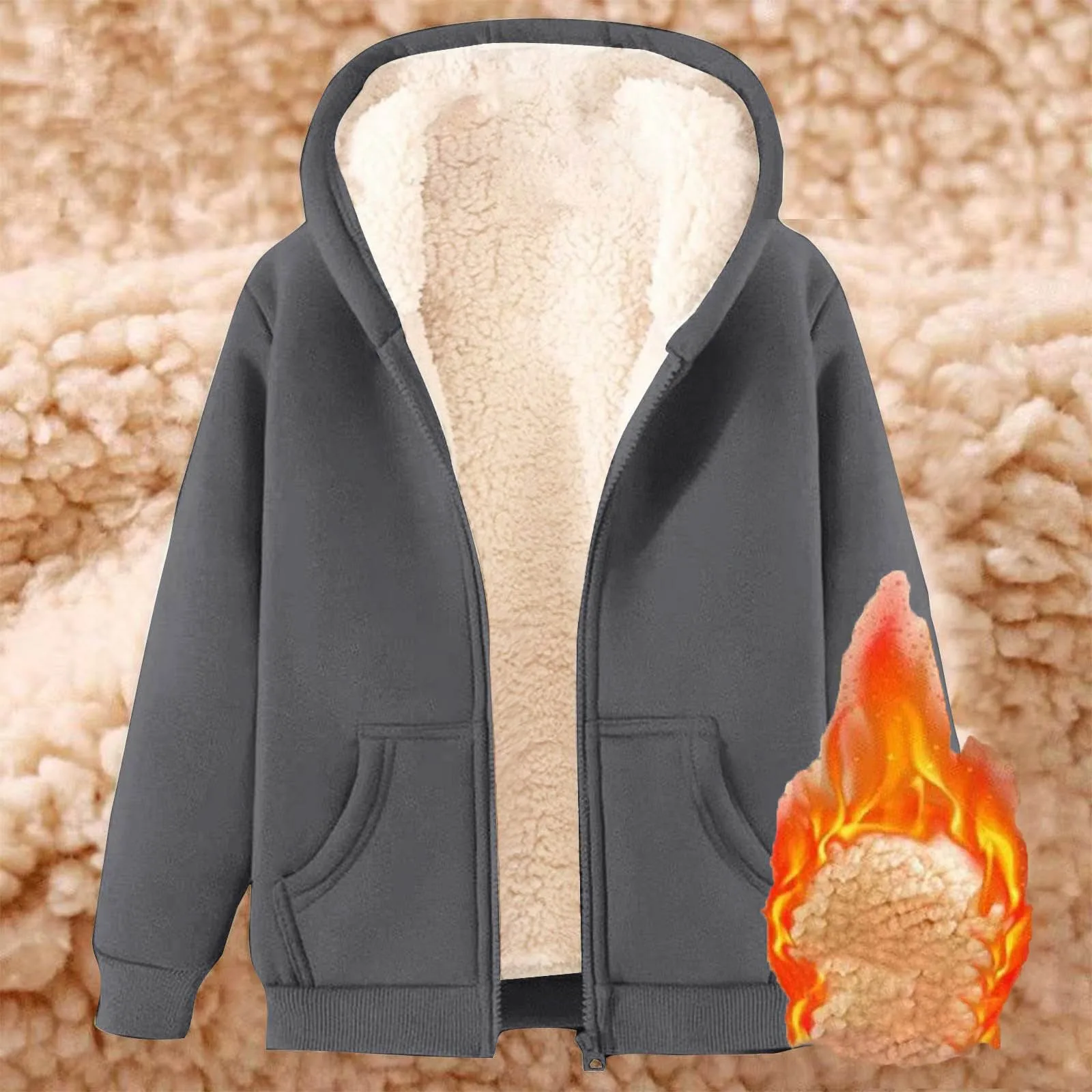 Winter Jacket Women'S Warm Fleece Jacket Winter Sweat Jacket With Hood Elegant Plain Transition Jacket Large Sizes Hooded Coats