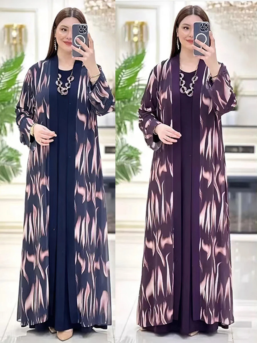 

Muslim Jalabiya Eid Abayas Dress Set Kaftan Turkey Caftan Robe 2 Piece Kaftan Cadigan Women Abaya Party Dresses Ramadan Elegant