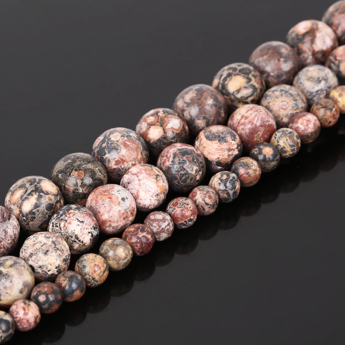 

Natural Stone Red Leopard Skin Jasper Beads Round Loose Spacer Bead for Jewery Making DIY Bracelets Necklaces Accessories
