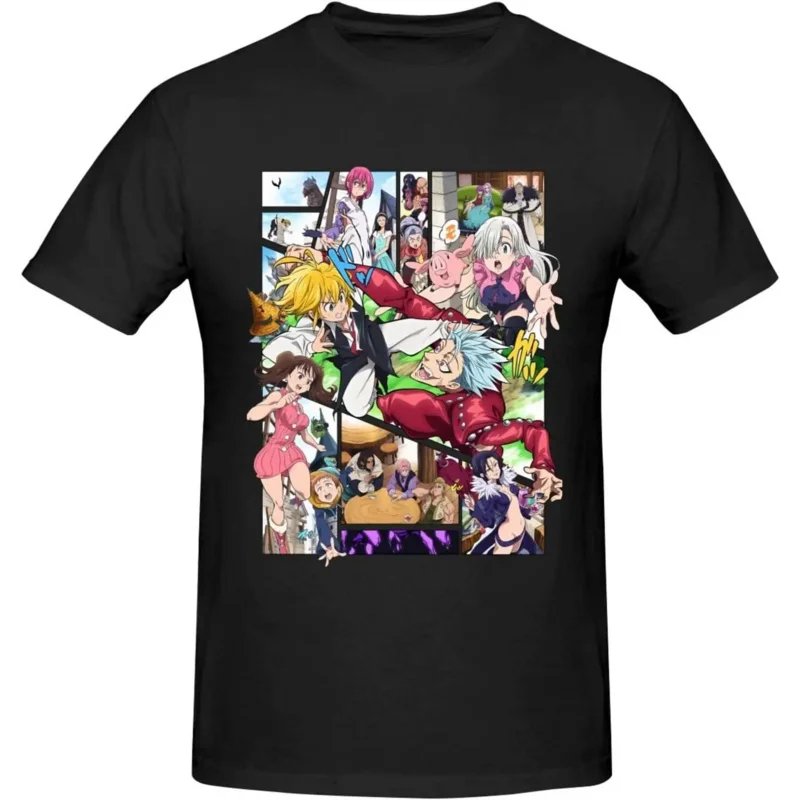 

The Anime Seven Deadly Sins Shirt Men's Breathable Custom Cotton Short Sleeve Tshirt Fashion Casual Tops Tees Black