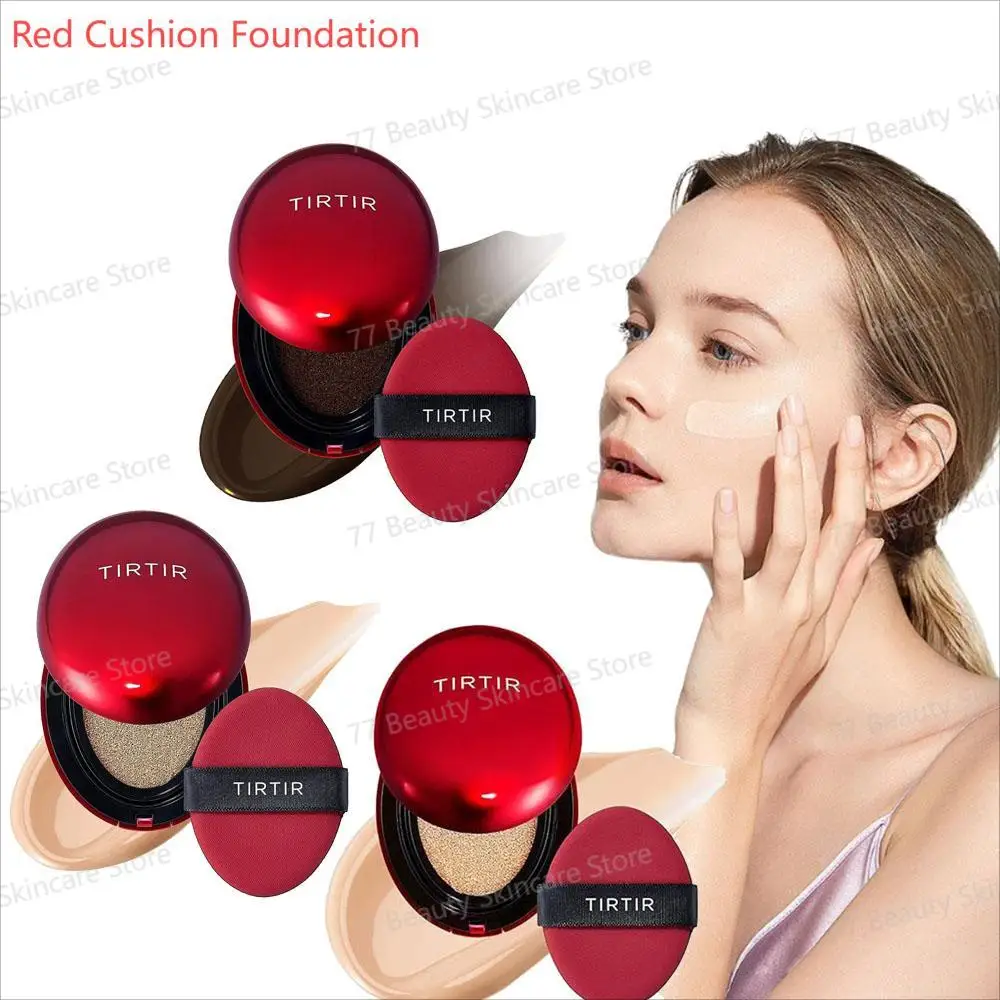 Red Cushion Foundation Long-lasting Moisturizing Full Coverage Concealer Makeup Tone Up Cream Base Korean Cushion Cosmetics