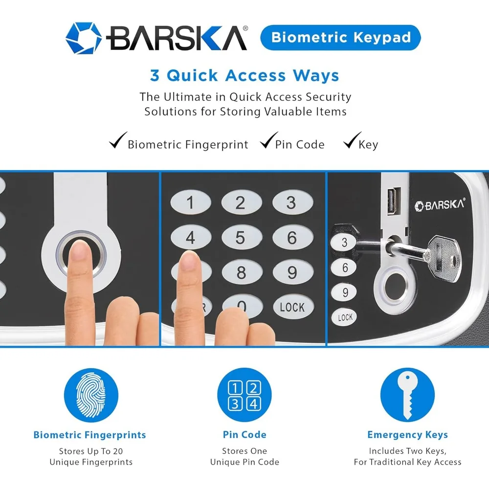 0.85 Cu Ft Digital Biometric Safe with Keypad – Fingerprint Scanner, ADA Compliant LED Display, Interior Light, Motorized Steel