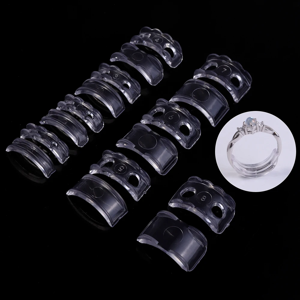 8pcs/set Transparent Adjustment Pad Ring Invisible Clear Flat Coil Ring Size Adjuster Tighten Reducer For Jewelry Resizing Tool