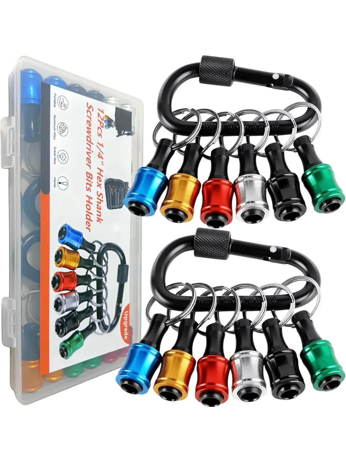 Porte-embouts à douille 1/4, porte-embout pour tournevis à percussion, foret, porte-clés, barre d'extension, dégagement rapide, changement facile, 12 pièces