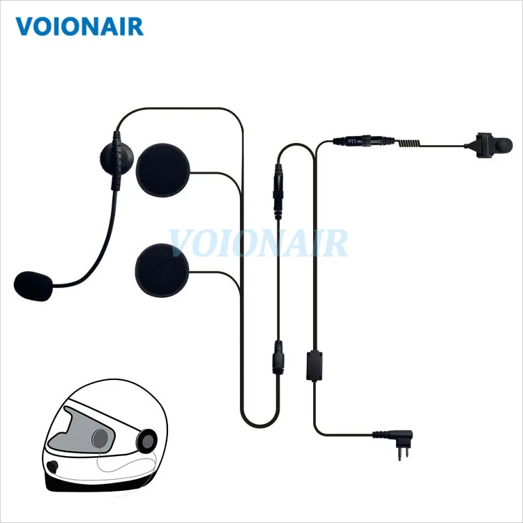 

VOIONAIR, шлем с шумоподавлением, гарнитура для мотоцикла Yaesu, двухстороннее радио, FT-25R FT-65R
