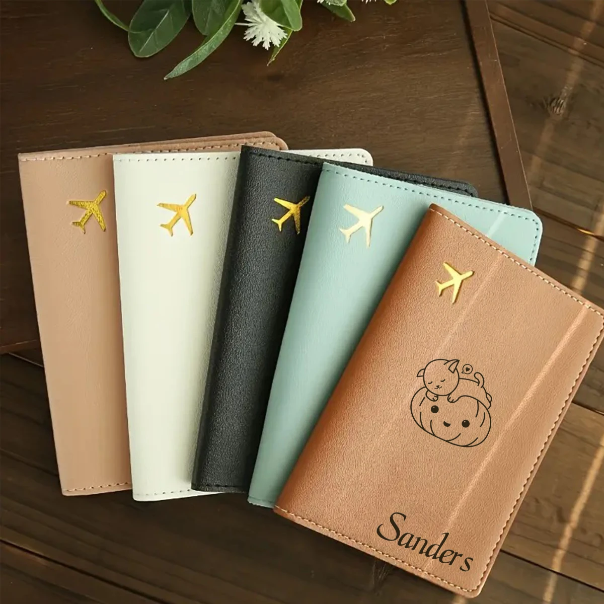 

1pc Personalized Name Passport Cover Mom Gift Soft Leather Passport Wallet Premium Style