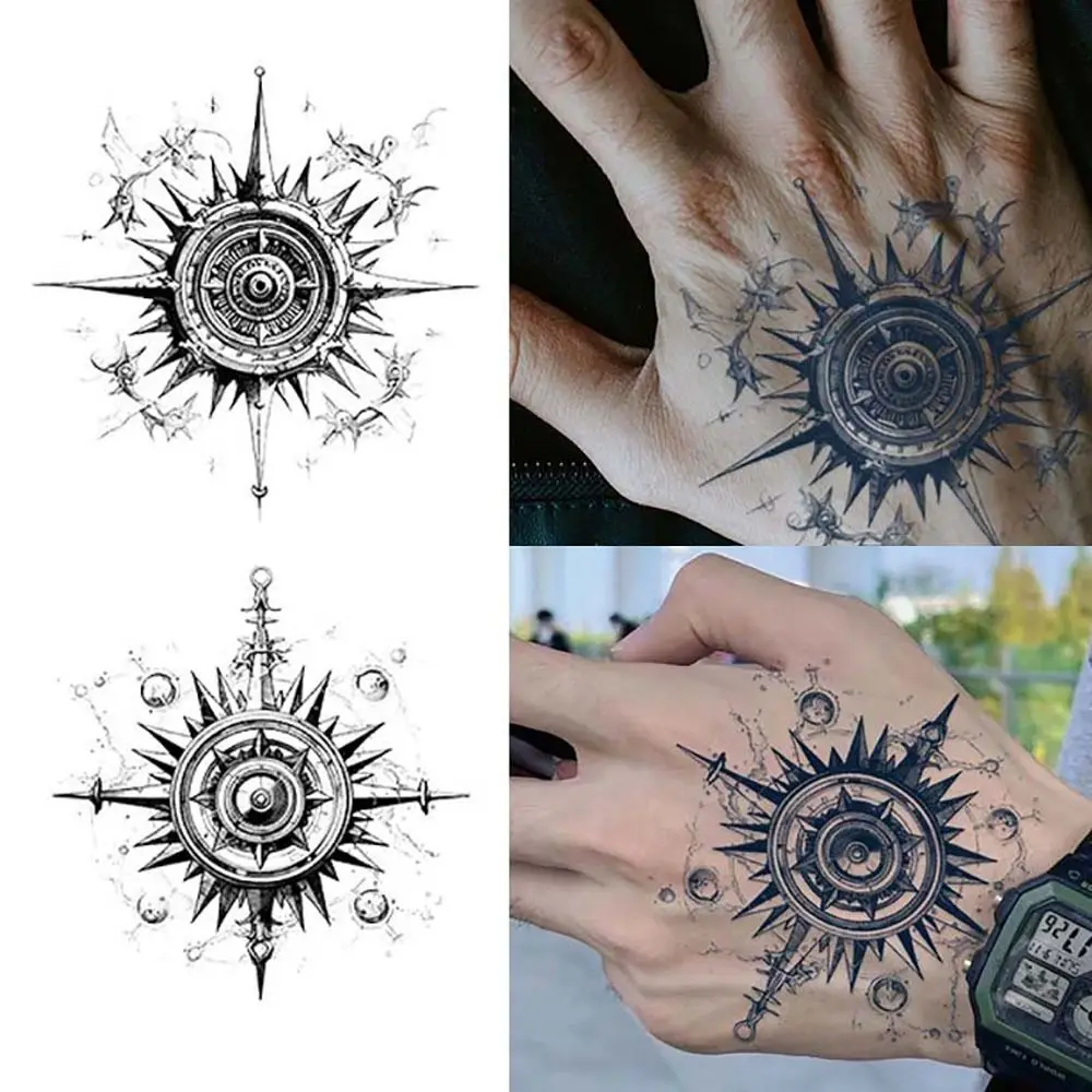 Waterproof Temporary Tattoo Fashion Compass Pattern Long Lasting Tattoo Sticker Non-reflective Body Art Stickers