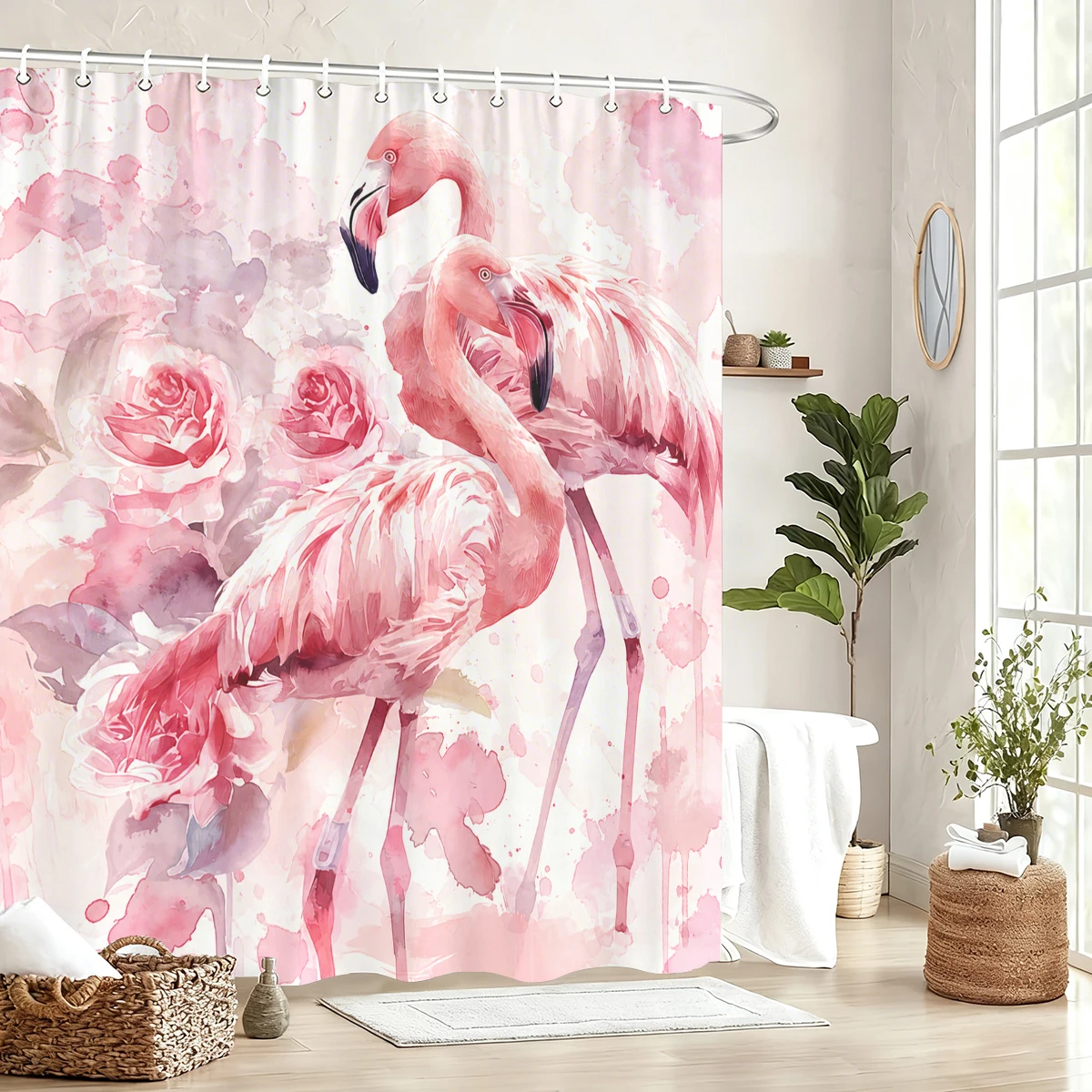 Vibrant Themed Polyester Bathtub Curtain - Stylish Printed Shower Curtain for Bathroom Decor, Charming Bathroom Accessory