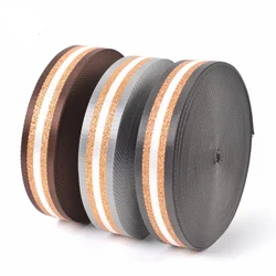 1.5inch Wide 3 meters Metallic Golden/Silver Strip Webbing Strap For Bag Strap DIY Crafting Projects