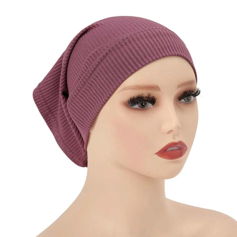 

Head Scarf Ramadan Ribbed Hijab Women's Hijabs Elastic Tie Hijab Women Undercap Bandana Full Cover Islamic Under Scarf Girls