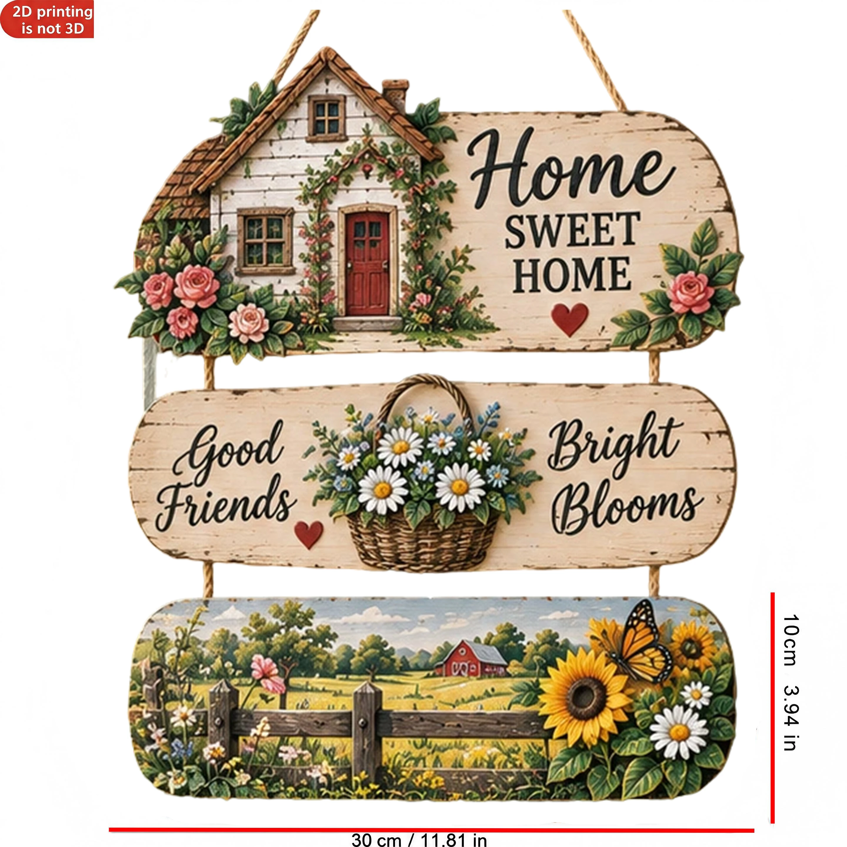 Home Wooden Door Sign, Wooden Wall Decorative Hanging Ornament for Entrance Hall Living Rooms, Farmhouses Garden Gates Housewarm