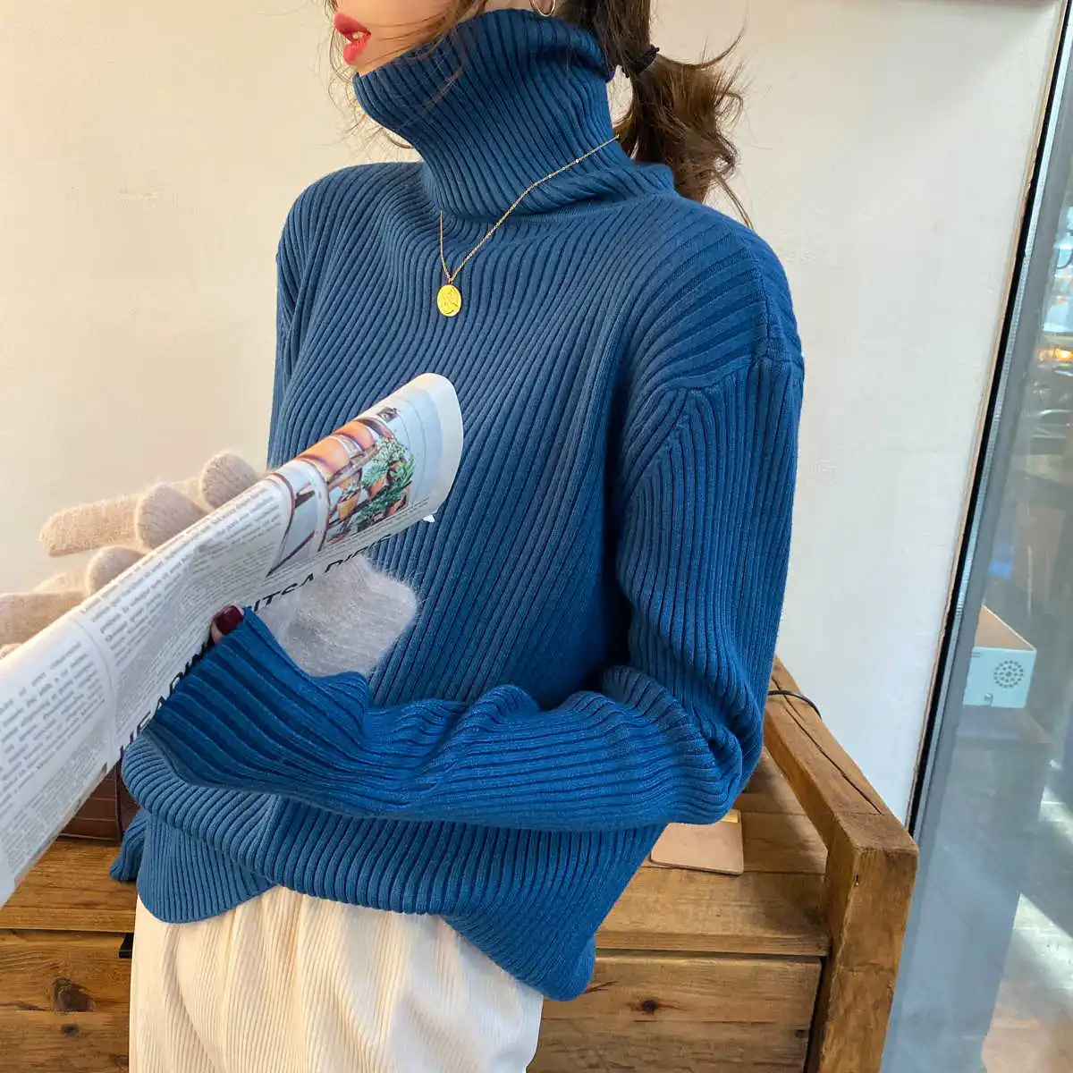 

Women Turtleneck Sweater Knitted Soft Pullovers Jumpers Basic Solid Soft Sweaters Women Winter Casual Top Sweaters Clothes 2025