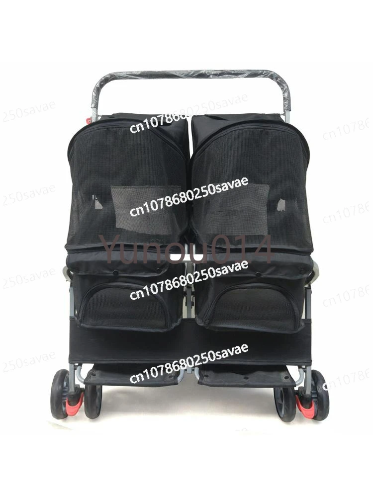 Two-seat Pet Stroller, Double Sleeping Bed, Ultra-light Folding, Removable, Washable, Cat, Dog, Widening, Care Out