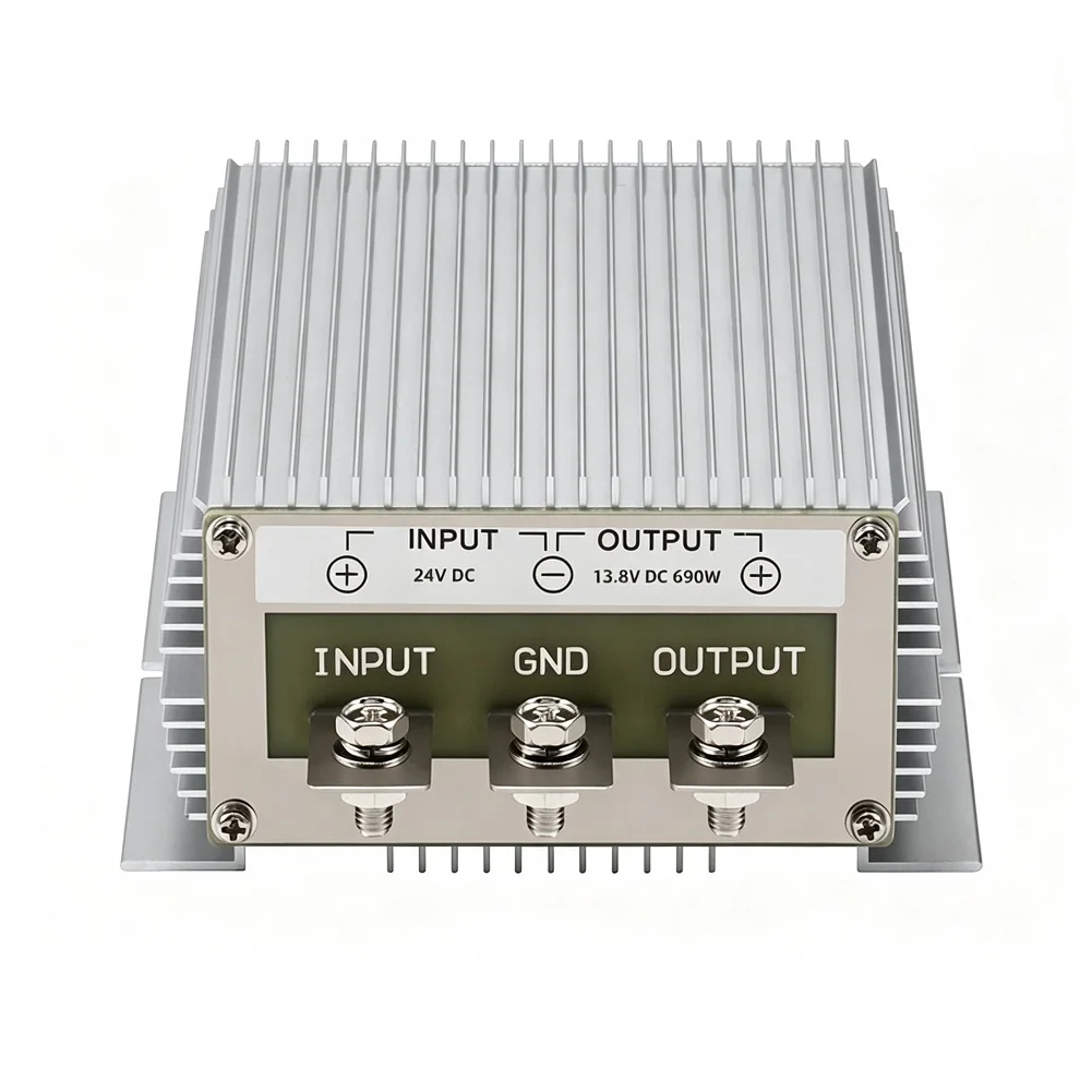 24V to 13.8V DC Step Down Power Supply Module 50A 690W IP68 Waterproof Aluminum Housing for Truck Radio Car Audio LED