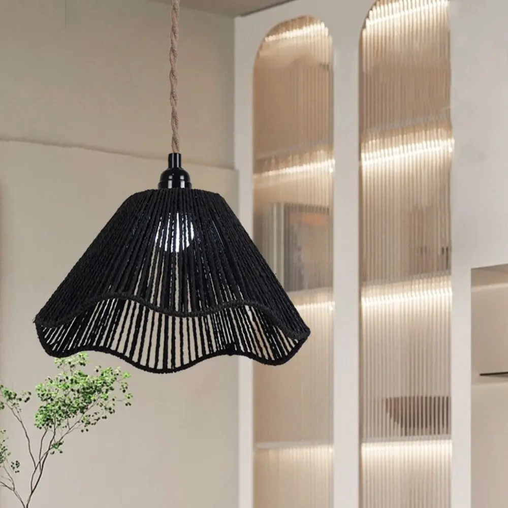 Light Fixture Dustproof Lampshade Retro Creative Woven Pendant Lamp Cover Vintage Handmade Chandelier Lampshade Bedroom