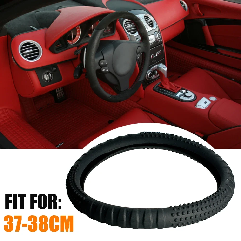 

1Pc Black Silicone Car Steering Wheel Cover Anti-slip 36-40CM Car Styling Steering-wheel Universal Auto Steering Wheel Cover