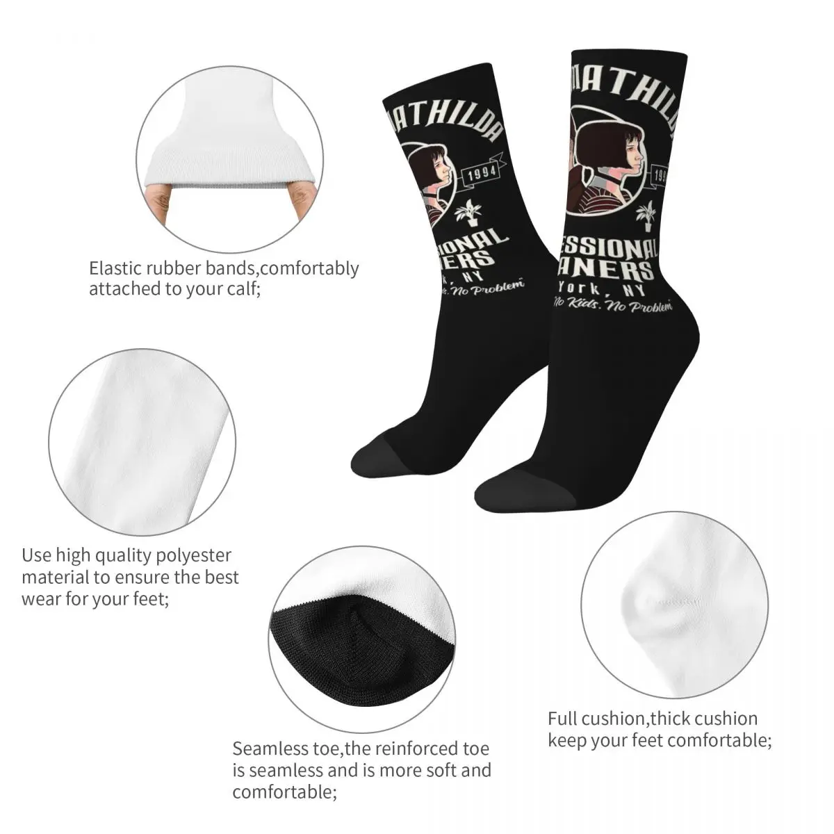 Happy Funny Men's Socks Crazy Leon And Mathilda Professional Cleaners Sock Movie Sport Women's Socks Spring Summer Autumn Winter