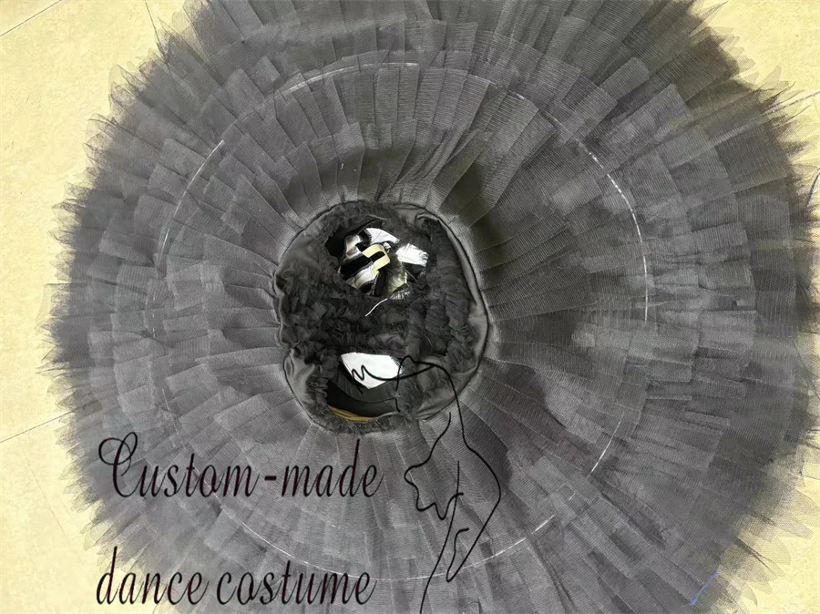 Professional Ballet Corset Pancake Ballerina Girl Professional ballet performance costume   Black Swan tutu