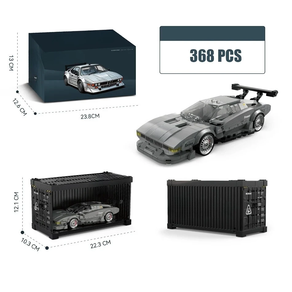 

368Pcs City Speed Champion Racer M Classic Sports Car Building Blocks Vehicle Bricks with Display Box Garage Toys Kids Gift
