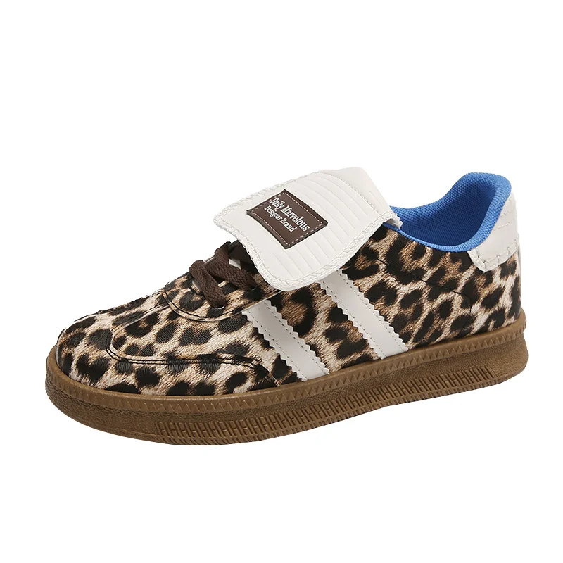 Moda Leopard buty na deskorolkę dla kobiet wygodne płaskie damskie tenisówki niskie skórzane damskie buty wulkanizowane tenis de mujer