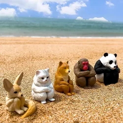 Gashapon Capsule Toy Waiting Animals Personification Collectible Monkey Panda Shiba Inu Fox Cute Action Figures Table Ornaments