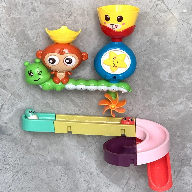 Baby Bath Toy Wall Sunction Cup Track Water Games Children Bathroom Monkey Caterpilla Bath Shower Toy for Kids Birthday Gifts