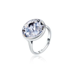 Fancy Stone Open Cocktail Ring Adjustable Crystals from Austria Silver Color Finger Jewelry For Women Party Birthday Wedding