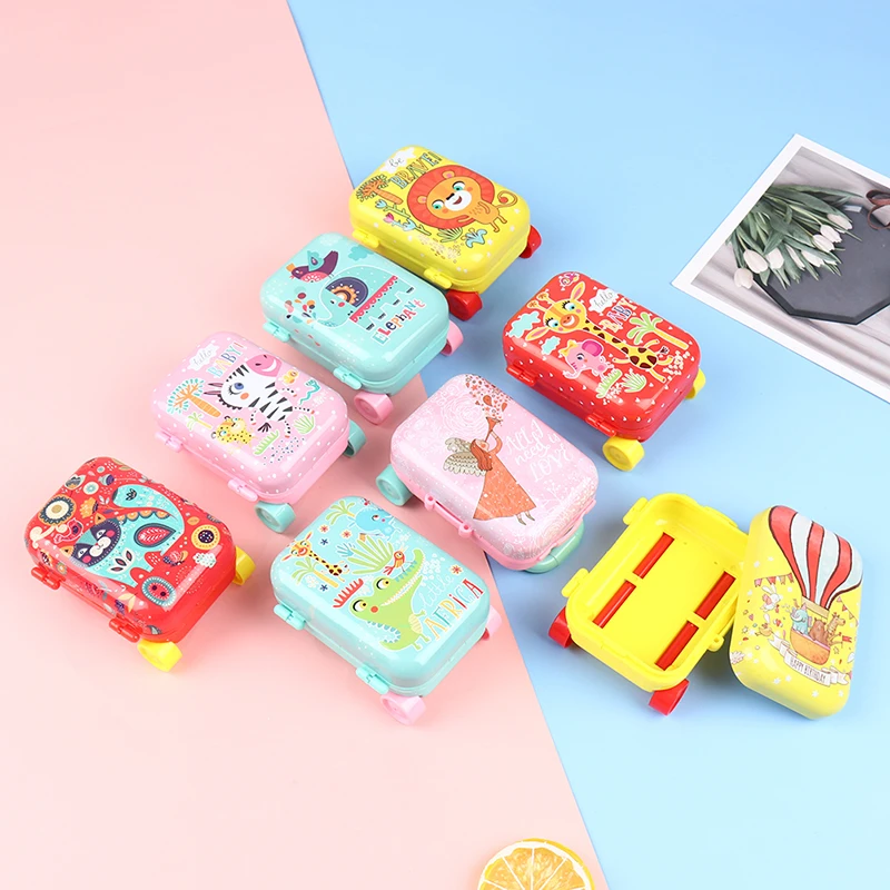 Metal Mini Suitcase for Dolls Miniature Toys Trunk Dollhouse Decor Jewellery Box