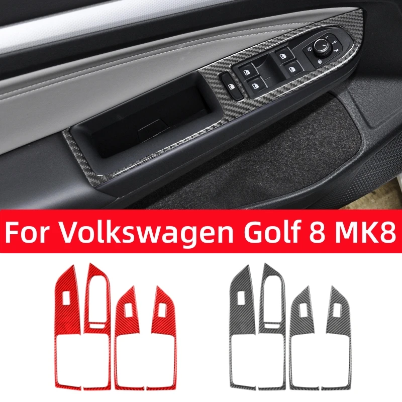 

Для Volkswagen VW Golf 8 MK8 2020 2021, панель управления окнами, декоративная рамка, наклейка, отделка из углеродного волокна, аксессуары для салона автомобиля