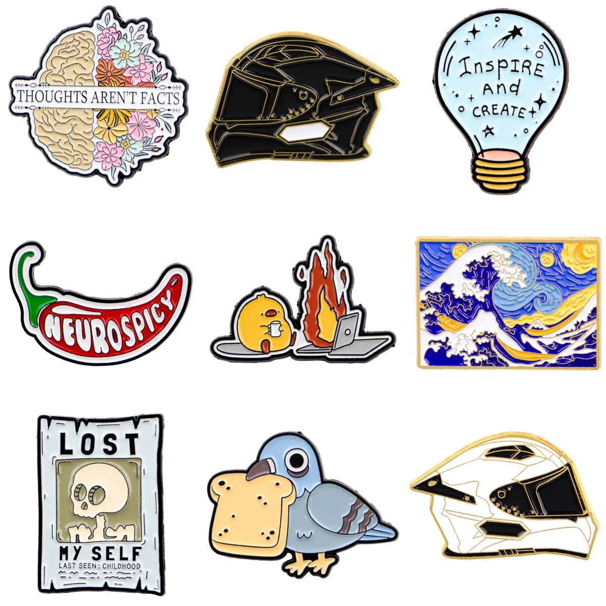 

Brain Enamel Pin Skeleton Badge On Backpack Lapel Pins Cartoon Brooches for Jackets Animal Jewelry Cosplay Accessories Gift Toys